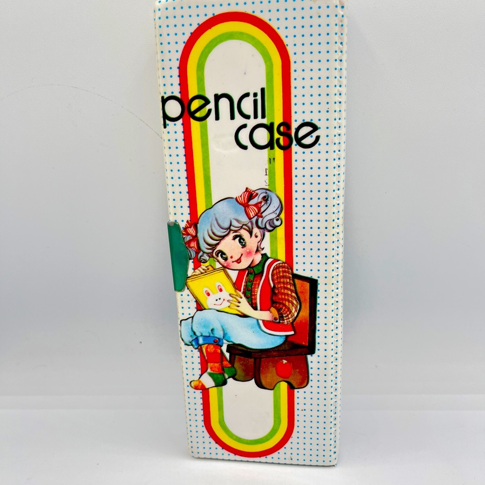 80’s Vintage Magnetic Pencil Case  Made in Taiwan With Anime Manga Girl